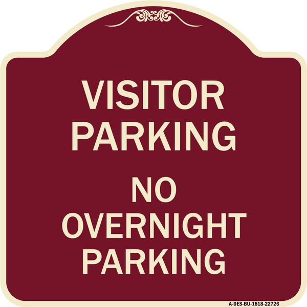 Visitor Parking Visitor Parking No Overnight Parking Heavy-Gauge Alum Sign, 18" x 18", BU-1818-22726